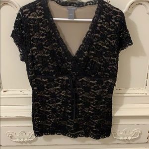 Ann Taylor lace beaded blouse
